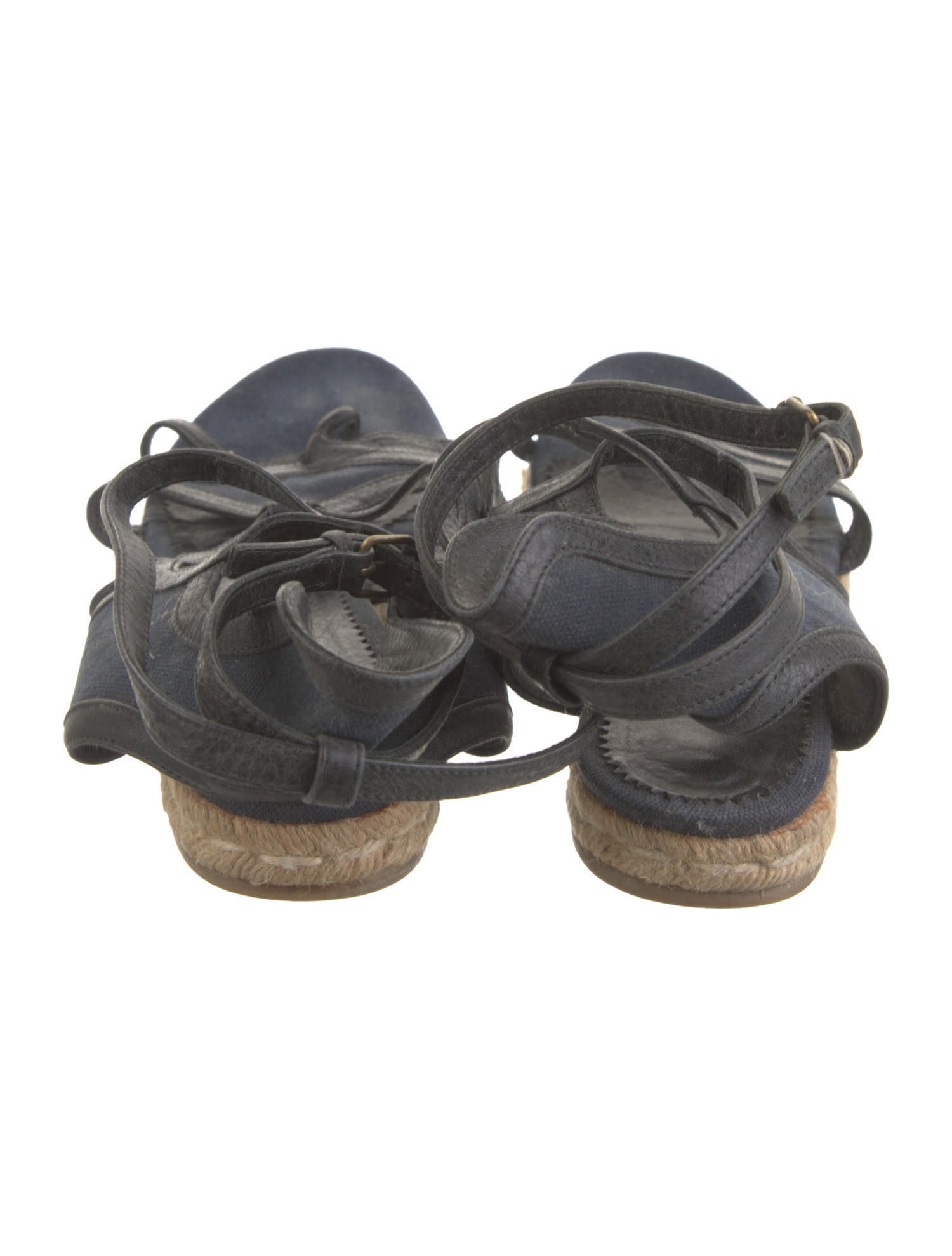 Balenciaga Canvas Leather Trim Embellishment Espadrilles